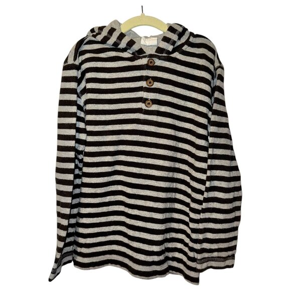 Mini Boden Kids Long Sleeve Henley / Hoodie Sweater, Striped, 7-8Y - Picture 1 of 5
